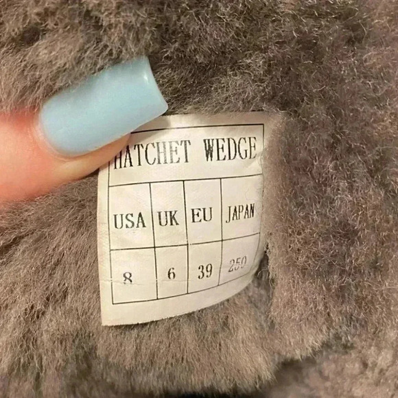 Australia Luxe Hatchet Wedge Suede Shearling Faux Rabbit Fur Boot Size: 8 - Picture 9 of 12